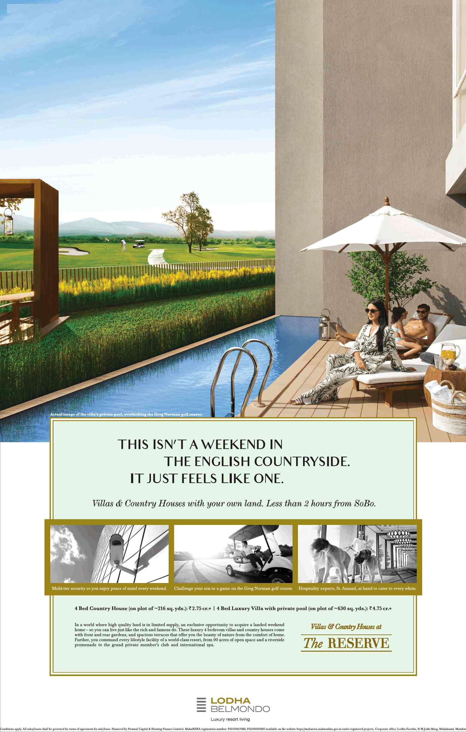 Villas & Country Houses with your own land at Lodha The Reserve in Pune Update